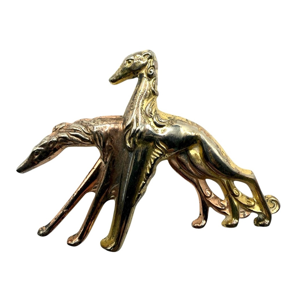 Monet Sterling Dog Brooch Great Dane Greyhound Figural Brooch Vintage MCM